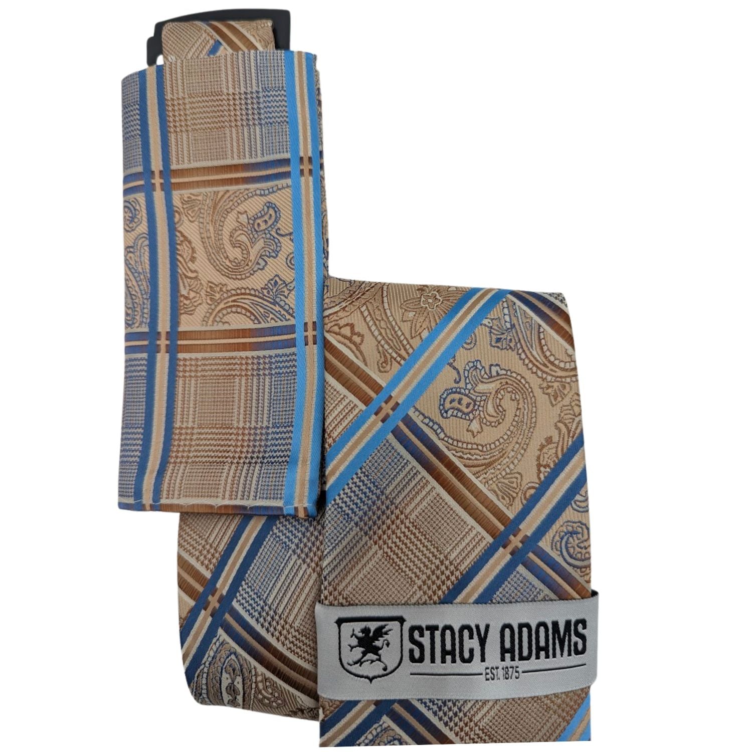 Tavian Collection: Plaid Paisley Tie & Pocket Square Set by Stacy Adams