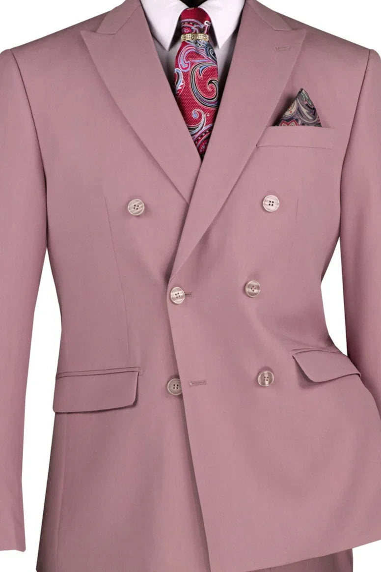 Shapley Collection: 2-Piece Slim Fit Double Breasted Suit in Luxurious Stretch Fabric