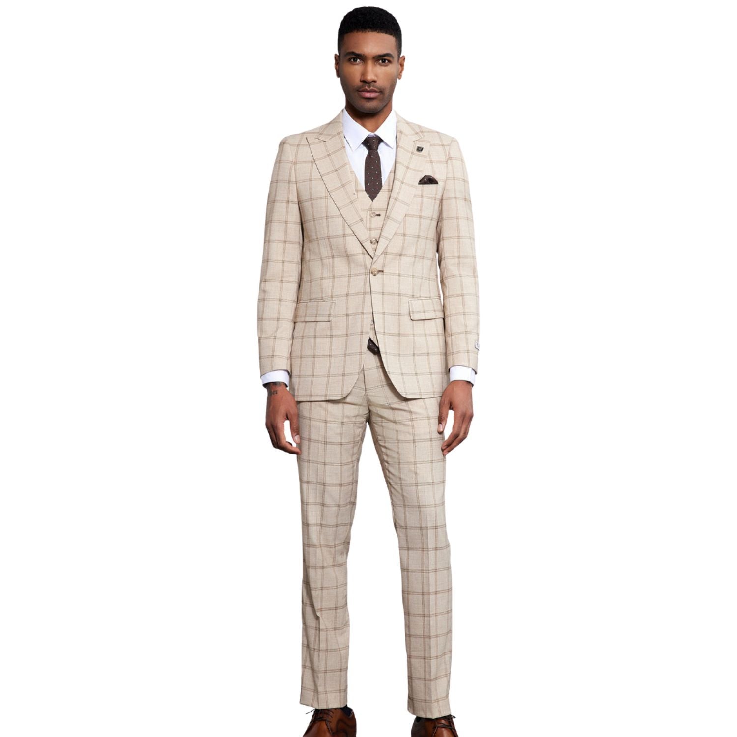 Bellatri Collection: Stacy Adams Windowpane 3-Piece Suit