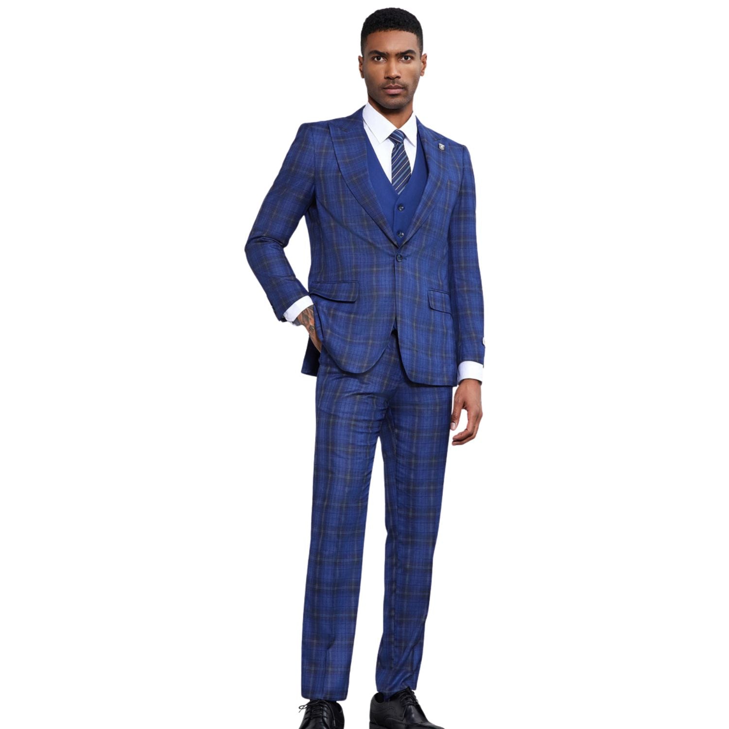 Heliotail Collection: Stacy Adams Plaid Three-Piece Suit