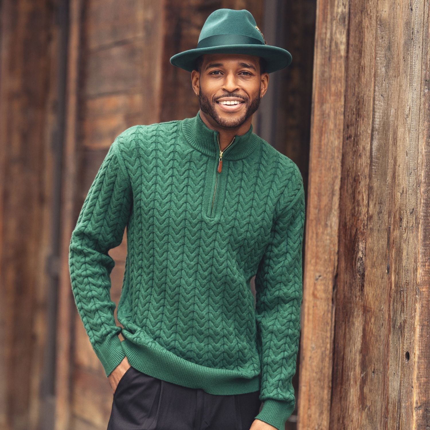 Riverton Collection: Montique Men's Quarter-Zip Cable-Knit Sweater