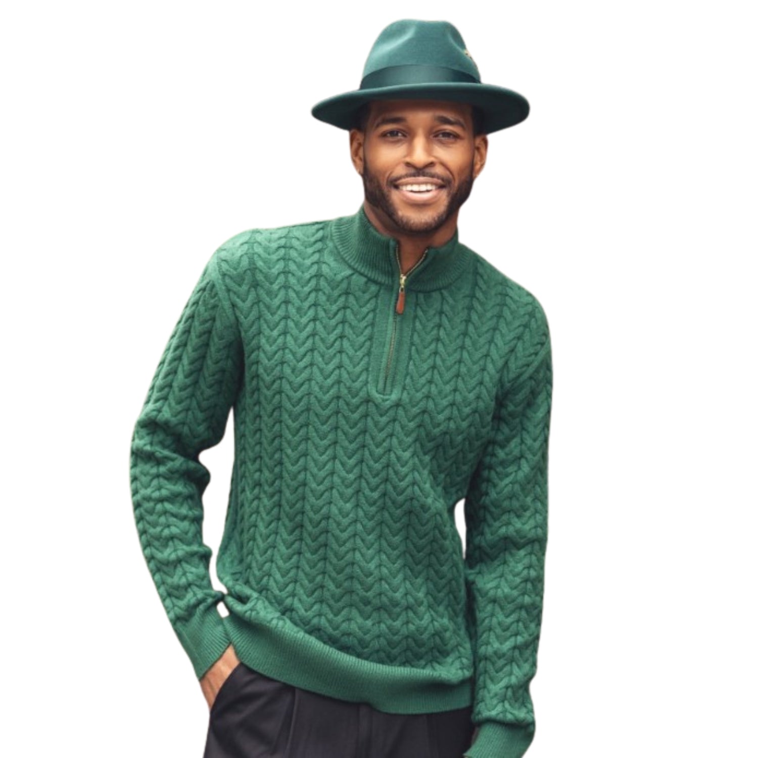 Riverton Collection: Montique's Quarter-Zip Cable-Knit Sweater