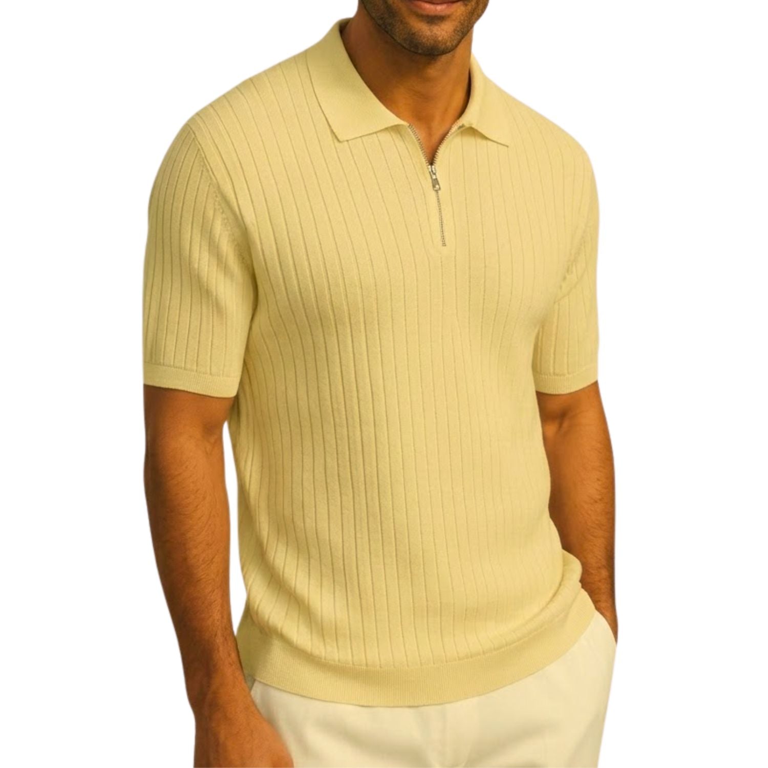 Montoro Collection: Stacy Adams Textured Knit Zip Polo Shirt