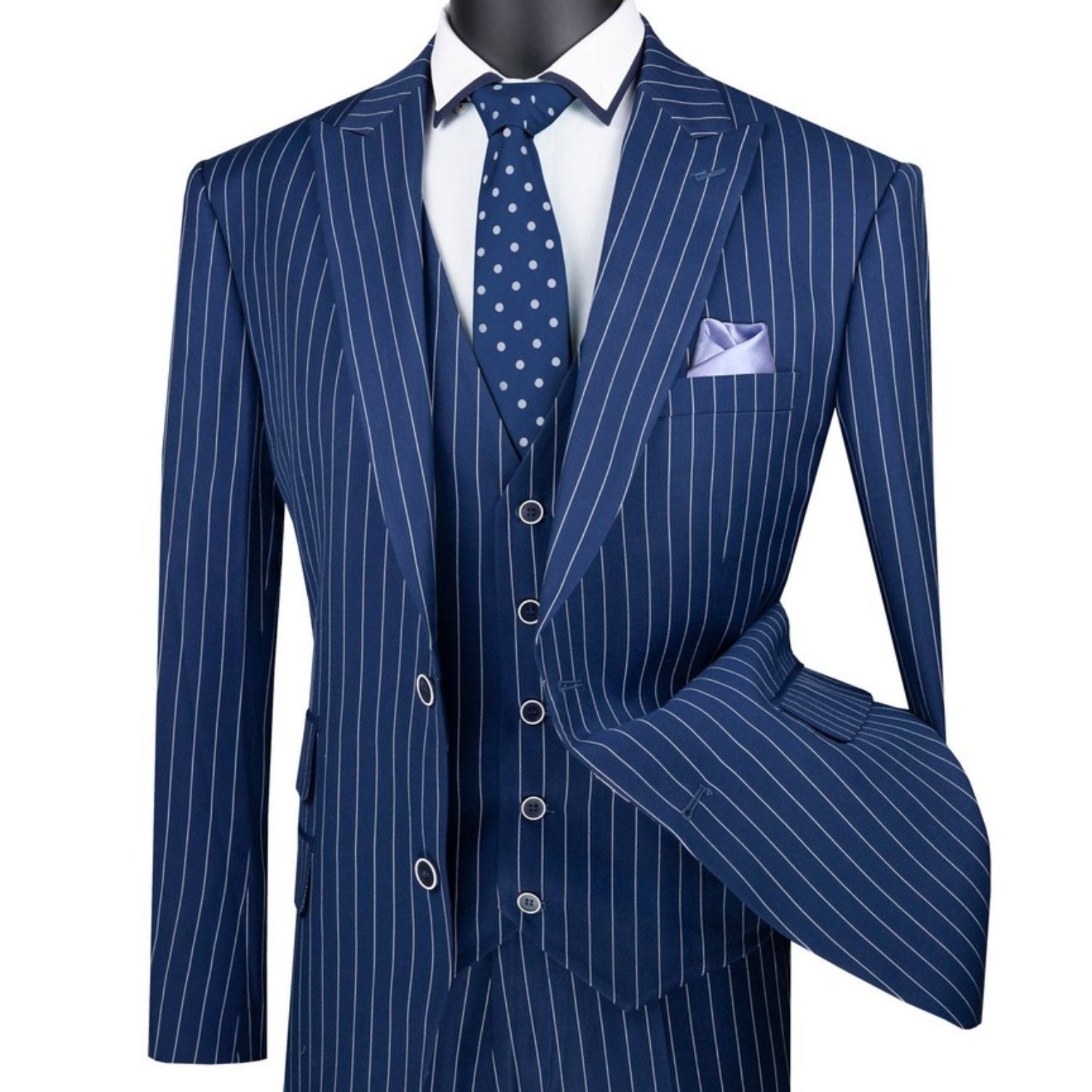 Markab Collection: Gangster Stripe 3-Piece Regular Fit Suit with Adjustable Waistband
