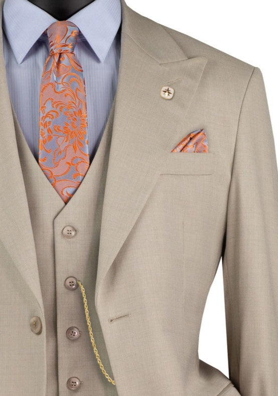Stello Collection: Single-Breasted Regular Fit 3-Piece Suit with Textured Weave