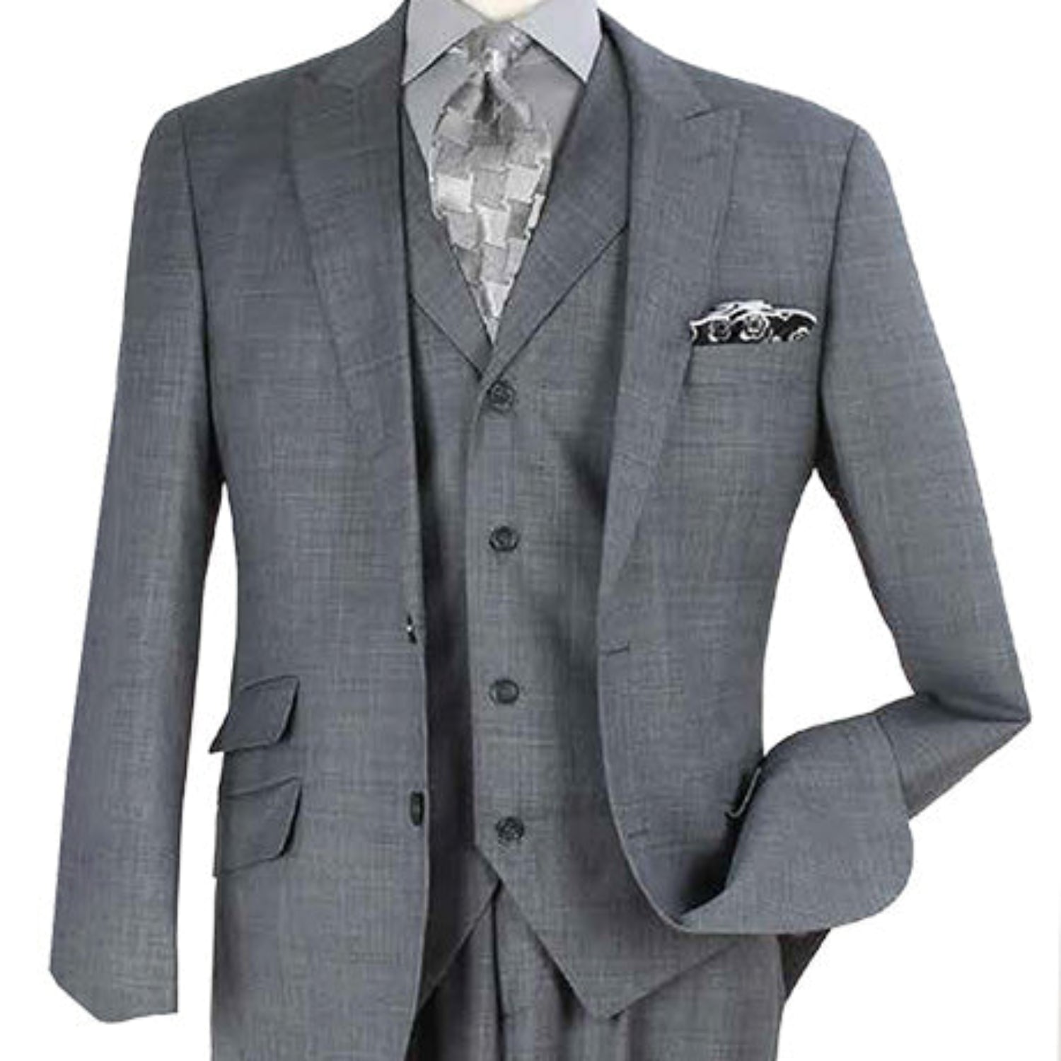 Thuban Collection: 3 Piece 100% Wool Suit Modern Fit Notch Lapel Flat Front Pants