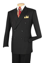 Men’s 2-Piece Double-Breasted Regular Fit Suit with Adjustable Waistband - Black
