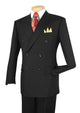 Men’s 2-Piece Double-Breasted Regular Fit Suit with Adjustable Waistband - Black
