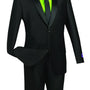 Pushkin Collection: Black 2 Piece Sharkskin Single Breasted Slim Fit Suit