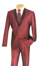 Pushkin Collection: Maroon 2 Piece Sharkskin Single Breasted Slim Fit Suit