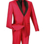 Pushkin Collection: Red 2 Piece Sharkskin Single Breasted Slim Fit Suit