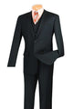 Formalita Collection: Black 3 Piece Solid Color Single Breasted Slim Fit Suit