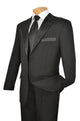 DapperDuo Collection: Black 2 Piece Solid Color with Satin Lapel Single Breasted Regular Fit Tuxedo