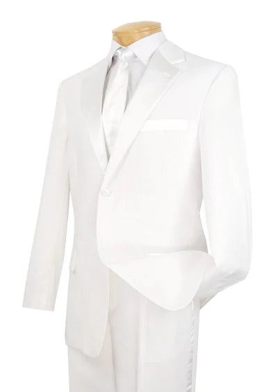 DapperDuo Collection: Solid White 2 Piece Regular Fit Tuxedo – Suits & More