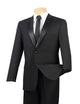 Eleganscape Collection: Black 2 Piece Solid Color with Satin Lapel Single Breasted Regular Fit Tuxedo