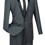 Rowling Collection: Slim Fit Tuxedo with Narrow Shawl Collar In Grey