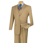 Urbano Collection: Khaki 3 Piece Solid Color Single Breasted Regular Fit Suit