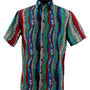 Ripple Collection Multicolor Wavy Stripes Men's Short Sleeve Shirt - Green