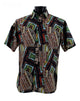Tribo Collection: Black & Green Ethnic-Inspired Geometric Men's Short Sleeve Shirt