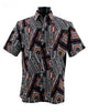 Tribo Collection: Black & Brown Ethnic-Inspired Geometric Men's Short Sleeve Shirt