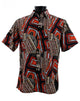 Tribo Collection: Black & Red Ethnic-Inspired Geometric Men's Short Sleeve Shirt