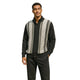 Solanus Collection: Black Hidden Placket Knit Sweater Jacket with Vertical Pattern