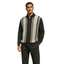 Solanus Collection: Black Hidden Placket Knit Sweater Jacket with Vertical Pattern