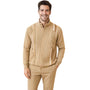 Rasalas Collection: Tan Zip Sweater Jacket with Suede Diamond Argyle Pattern
