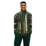 Ravari Collection: Green Wool Blend Button-Up Sweater with Stand Collar