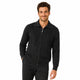 Men's Solid Black Wool Blend Zip Collar Sweater