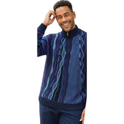 Renzo Collection: Stacy Adams Quarter Zip Pullover Sweater in Navy