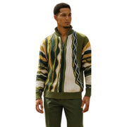 Renzo Collection: Stacy Adams Quarter Zip Pullover Sweater in Olive