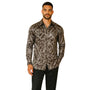Cygnus Collection: Stacy Adams Chestnut Scroll Print Long Sleeve Shirt
