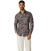 Cygnus Collection: Stacy Adams Plum Scroll Print Long Sleeve Shirt