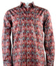 Prominelle Collection: Red  Printed Men's Long Sleeve Button-Up Cotton Shirt
