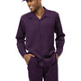 Montique Blackberry Solid 2 Piece Walking Suit Long Sleeve Shirt Men's Leisure Suit 1641