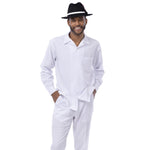Foundation Collection: 2 Piece Solid White Long Sleeve Walking Suit Set 1641
