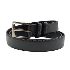 Belmor Collection: Men's Classic Charcoal Grey Leather Dress Belt