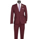 Luxify Collection: Burgundy 2 Piece Solid Color Single Breasted Ultra Slim Fit Suit