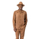 Camel Tone-on-Tone Vertical Panel Long Sleeve 2-Piece Walking Suit by Montique