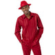 Red Vertical Stripe Long Sleeve 2-Piece Walking Suit by Montique
