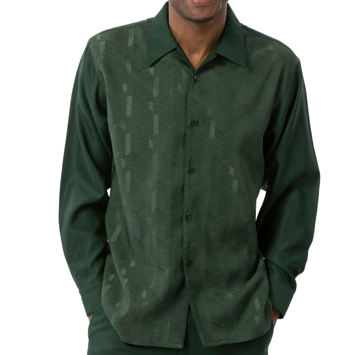Hunter geometric shirt front, collar and cuff detail by Montique