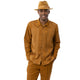 Gold Textured Stripe Long Sleeve 2-Piece Walking Suit by Montique