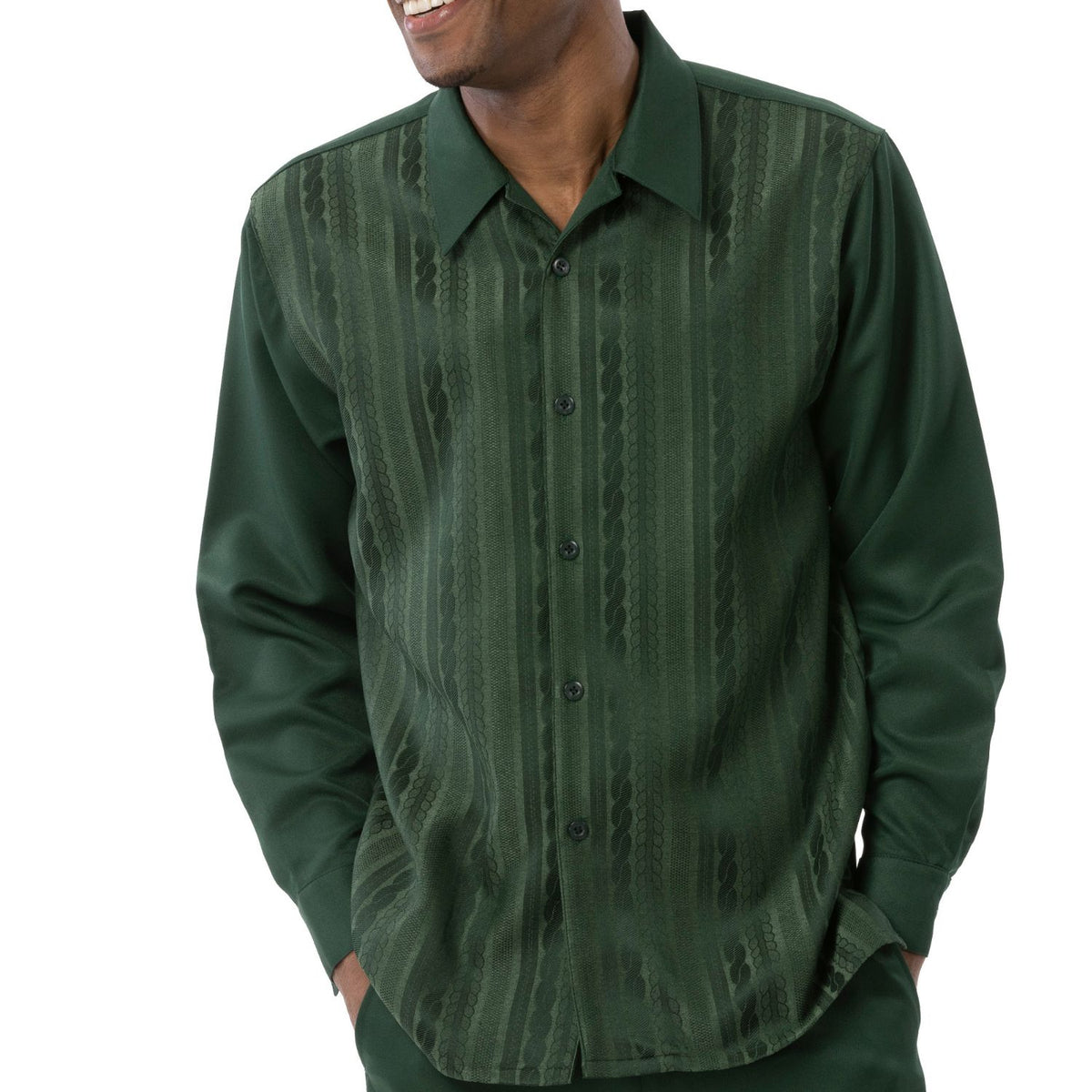Hunter textured stripe shirt front, collar and cuff detail by Montique