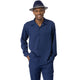 Navy 2-Piece Solid Long Sleeve Walking Suit