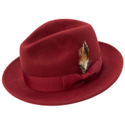Burgundy Lightfelt 2 1/2" Wide Brim Wool Felt Pinch Crown Fedora Hat by Montique