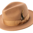 Camel Lightfelt wool felt pinch crown fedora hat by Montique - alternate view