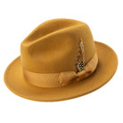 Gold Lightfelt wool felt pinch crown fedora hat by Montique