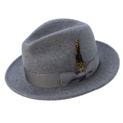 Grey Lightfelt 2 1/2" Wide Brim Wool Felt Pinch Crown Fedora Hat by Montique