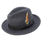 Black Lightfelt 2 1/2" Wide Brim Wool Felt Pinch Crown Fedora Hat by Montique